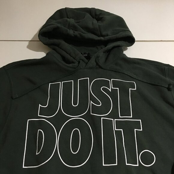 Nike Outlined Just Do It Mens medium Green Sweatshirt Hoodie - Picture 3 of 10